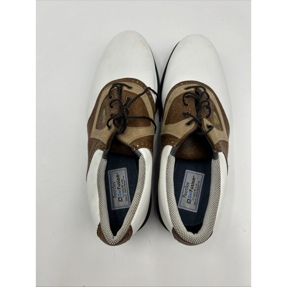 FootJoy Mens Size 11.5 Golf Shoe White Brown Gel Fusion Waterproof Leather 59880 - Picture 4 of 8